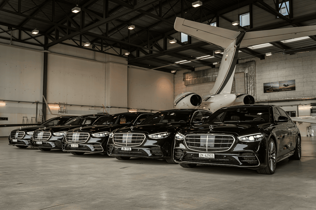 Mercedes-Flotte im Hangar